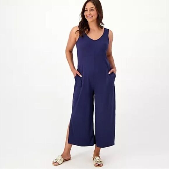Cuddl Duds Pants - Cuddl Duds Wide Leg Flexwear v-Neck Jumpsuit sz S Petite NEW # D621